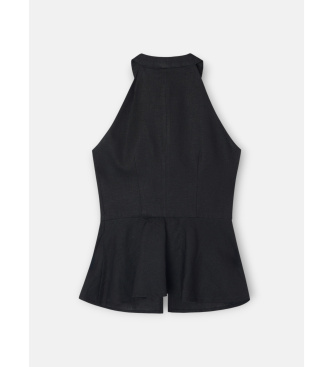 Silbon Chaleco lazos lino negro