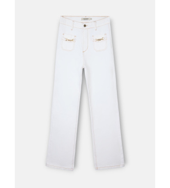 Silbon Cal�as de ganga brancas com fivelas