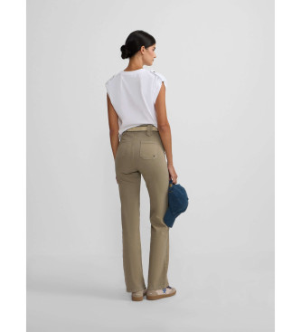 Silbon Calas direitas com pormenor de fivela bege