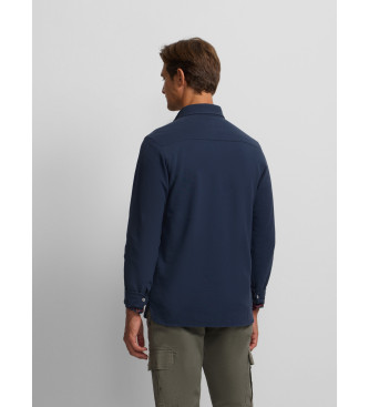 Silbon Long sleeve plain polo shirt navy