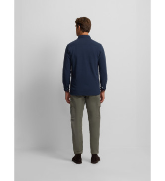 Silbon Long sleeve plain polo shirt navy