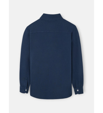 Silbon Long sleeve plain polo shirt navy