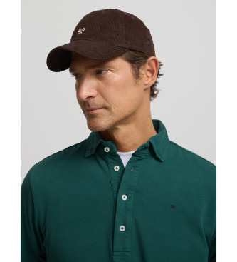 Silbon Long sleeve plain polo shirt dark green