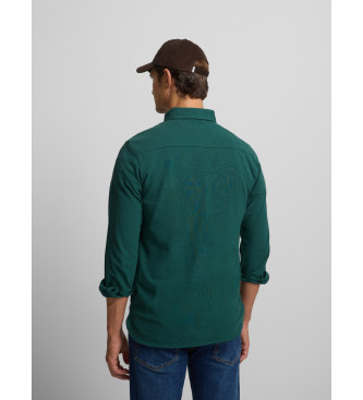 Silbon Long sleeve plain polo shirt dark green