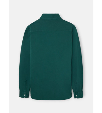 Silbon Long sleeve plain polo shirt dark green