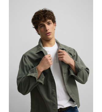 Silbon Grey patched overshirt