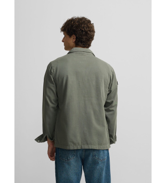 Silbon Grey patched overshirt