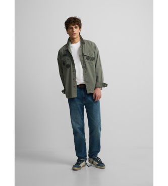 Silbon Grey patched overshirt