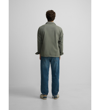 Silbon Grey patched overshirt