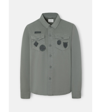 Silbon Grey patched overshirt