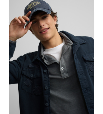 Silbon Navy patched overshirt