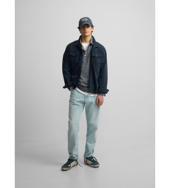 Silbon Navy patched overshirt