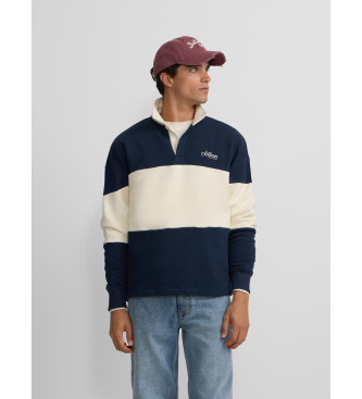 Silbon Relaxed fit polo neck sweatshirt navy panel