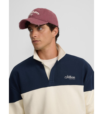Silbon Relaxed fit polo neck sweatshirt navy panel
