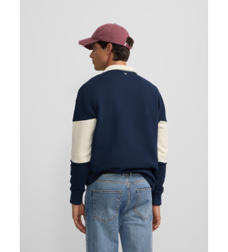 Silbon Relaxed fit polo neck sweatshirt navy panel