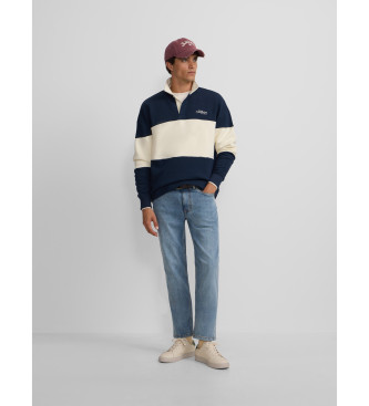 Silbon Relaxed fit polo neck sweatshirt navy panel