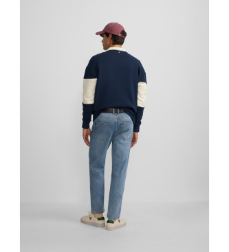 Silbon Relaxed fit polo neck sweatshirt navy panel