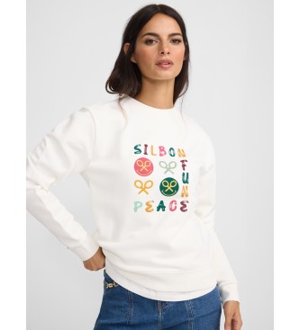 Silbon Sudadera fun and peace blanco roto