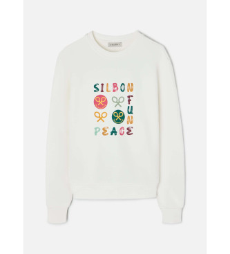Silbon Sudadera fun and peace blanco roto