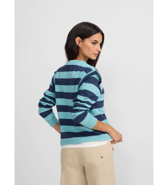 Silbon Sudadera hombreras rayas azul