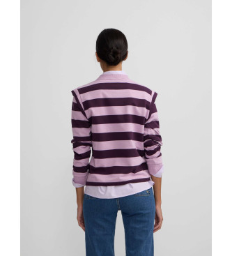 Silbon Sudadera hombreras rayas lila