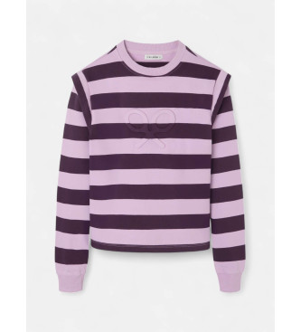 Silbon Sudadera hombreras rayas lila