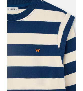 Silbon Sudadera hombreras rayas marino