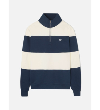 Silbon Camisola com meio fecho de correr de riscas largas em azul-marinho