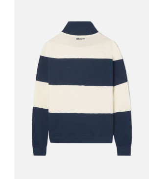 Silbon Camisola com meio fecho de correr de riscas largas em azul-marinho