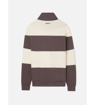 Silbon Camisola com meio fecho de correr de riscas largas castanha