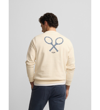 Silbon Beige ethnic racket sweatshirt