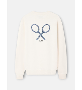 Silbon Beige ethnic racket sweatshirt