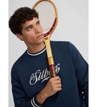 Silbon Camisola com letras retro em azul-marinho