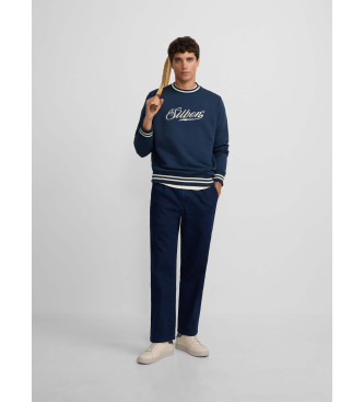 Silbon Camisola com letras retro em azul-marinho