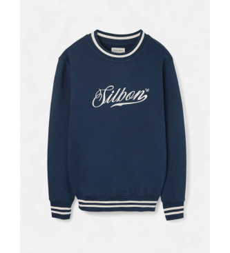 Silbon Camisola com letras retro em azul-marinho