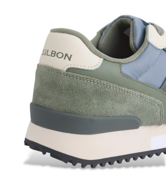 Silbon Chaussures de sport en cuir vert