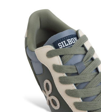 Silbon Chaussures de sport en cuir vert