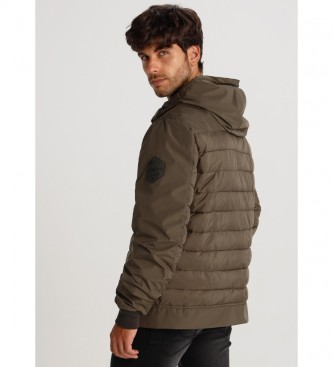Six Valves Quilted Jacket Double Fabric with Hoodie green