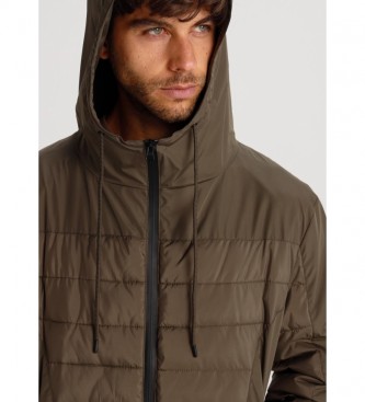 Six Valves Quilted Jacket Double Fabric with Hoodie green