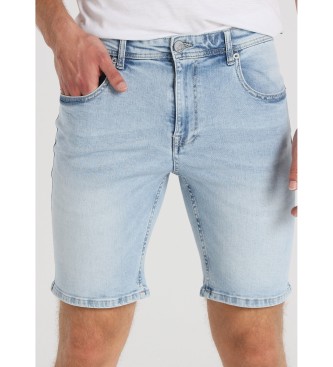 Six Valves Bermudy jeansowe o regularnym kroju w kolorze niebieskim