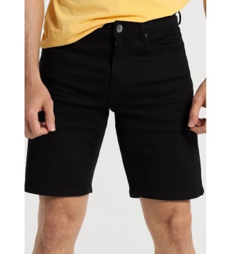 Six Valves Denim Slim Bermuda Shorts - Medium Waist Ultra black