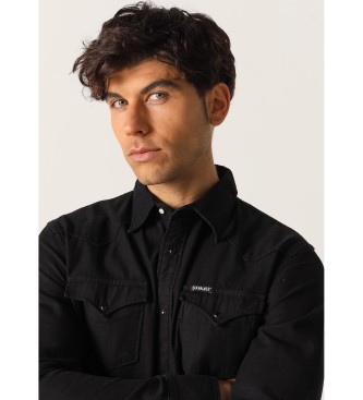 Six Valves Long sleeve denim shirt denim black