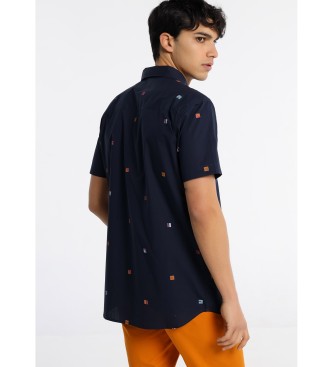 Six Valves SIX VALVES - Mini Print Short Sleeve Shirt Blue