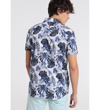 Six Valves Tropical Water blue printed shirt