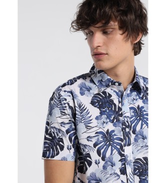 Six Valves Tropical Water blue printed shirt