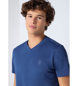 Six Valves T-shirt basica blu a maniche corte