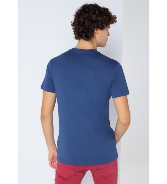 Six Valves T-shirt basica blu a maniche corte