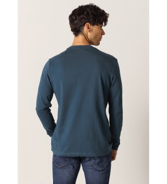 Six Valves T-shirt basic blu a maniche lunghe