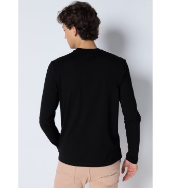 Six Valves T-shirt basic nera a maniche lunghe