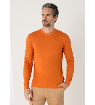 Six Valves Basic langrmet T-shirt med orange logo